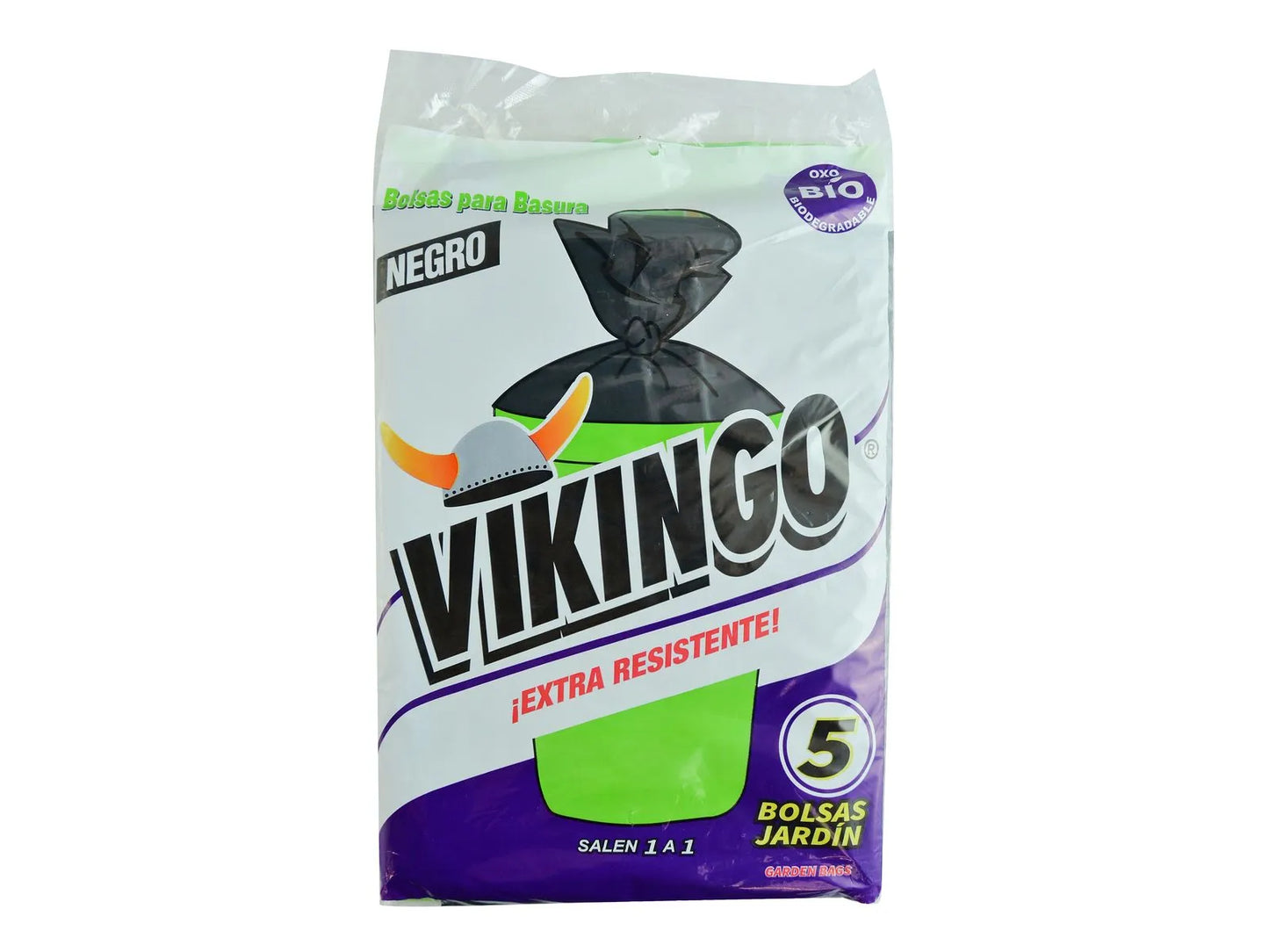 BOLSA VIKINGO BASURA JARDIN NEGRA BULTO 24 PAQUETES 5 UNIDADES (120 BOLSAS)