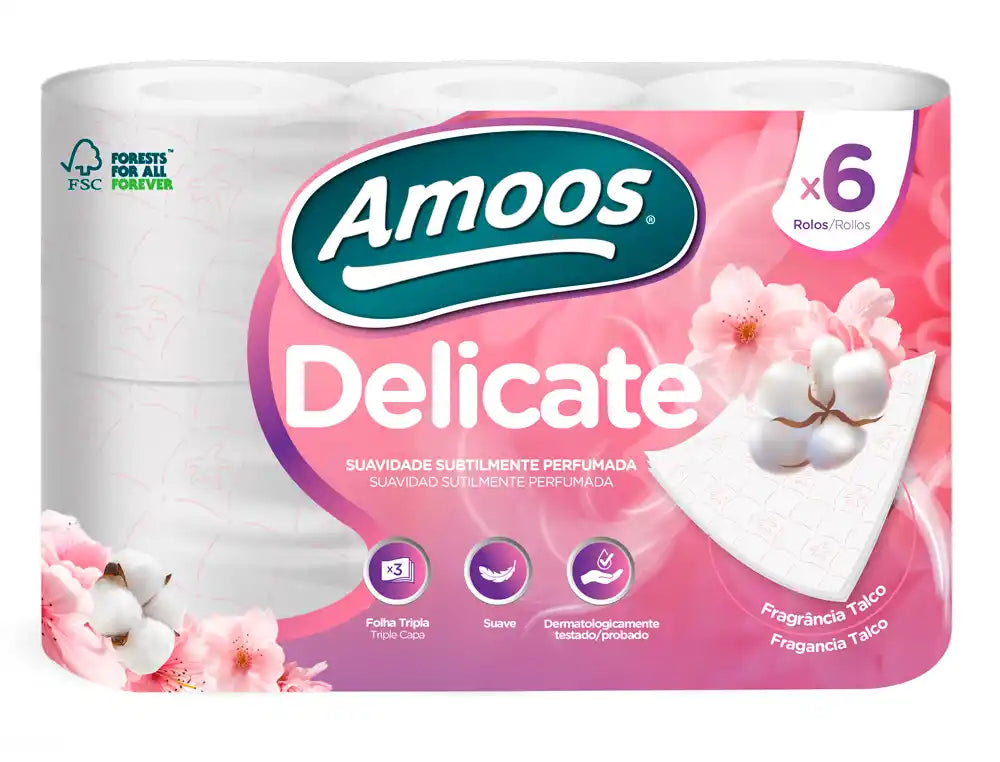 Amoos papel higienico decorado 6 rollos paq x 7delicate 165 hjs 3 capas (20mtrs) - H632075
