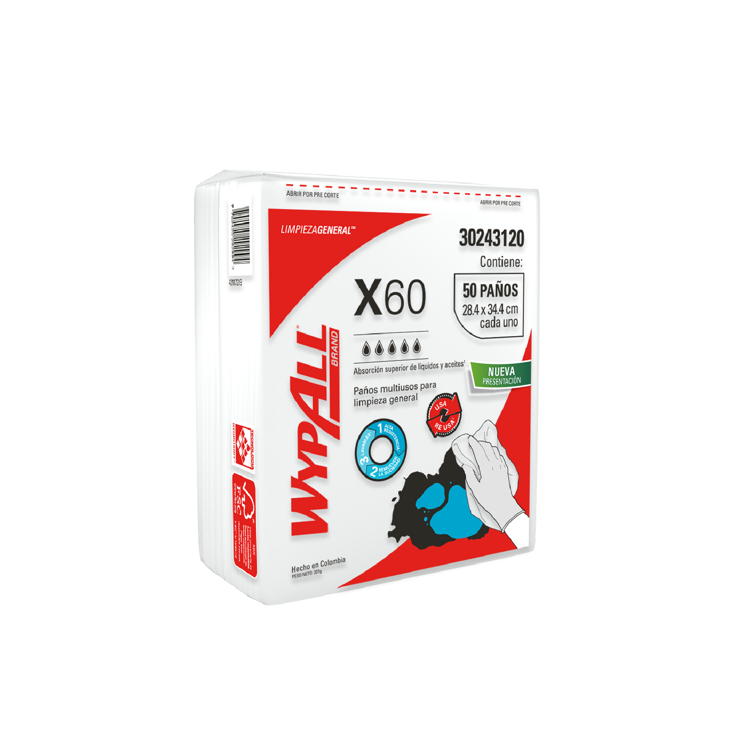 KCP PAÑO WYPALL X-60 1X50 POP-UP 30243120