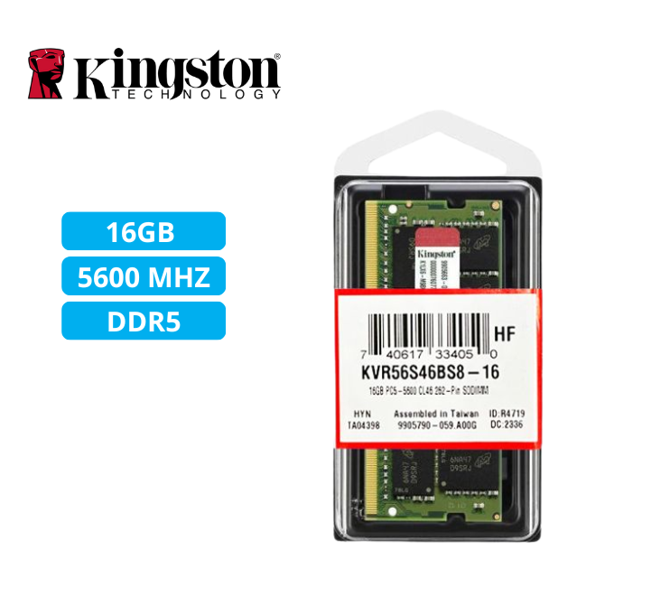 Kingston memoria so dimm DDR5 5600MHz – 16GB - KVR56S46BS8-16