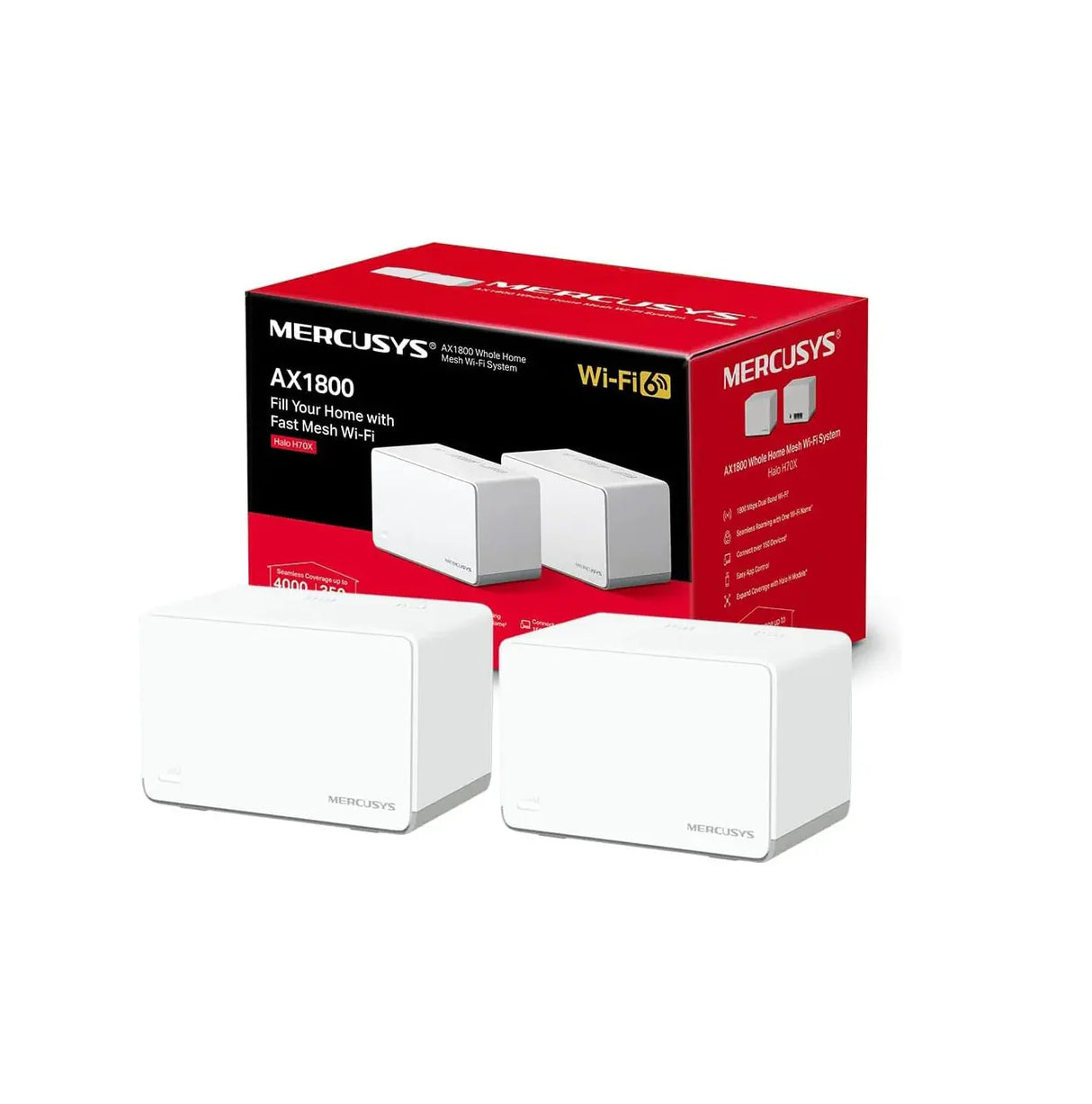 TP-link router Mercusys Sistema WiFi 6 Mesh AX1800Mbps-Halo H70X(2-pack)