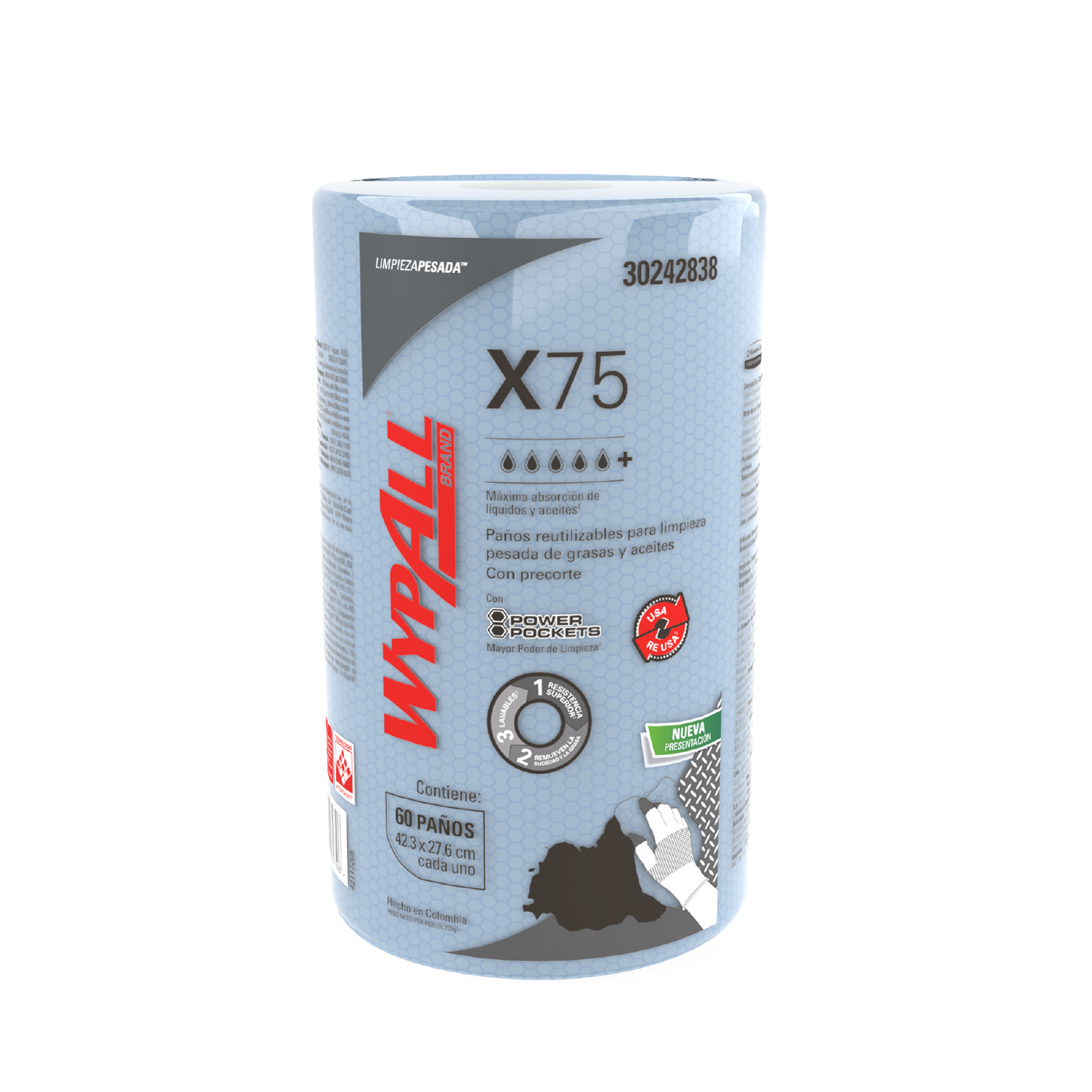 KCP WYPALL X-75 AZUL 60 PAÑOS 30242838/30210128