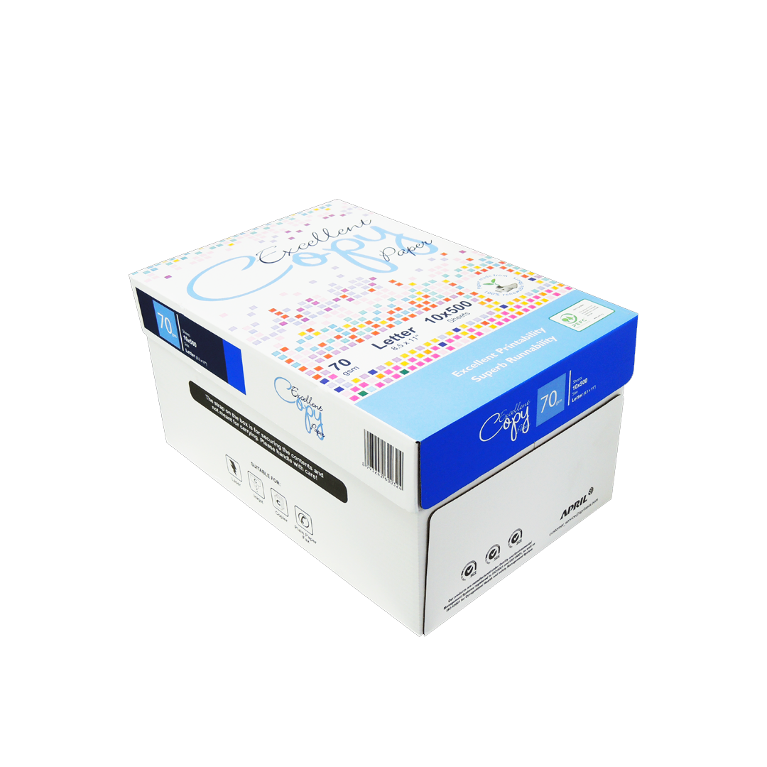 Caja de Papel 10 resmas Excellent Copy 98% Blanco 75grs