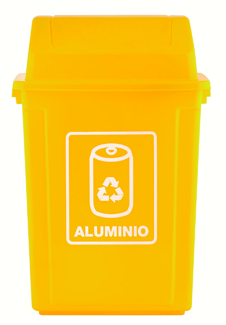 Basurero reciclaje aluminio 40lt Amarillo