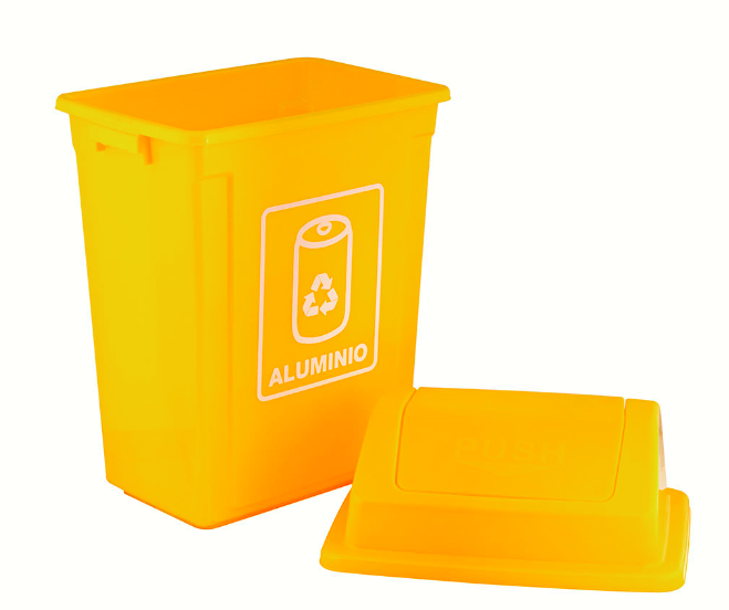 Basurero reciclaje aluminio 40lt Amarillo