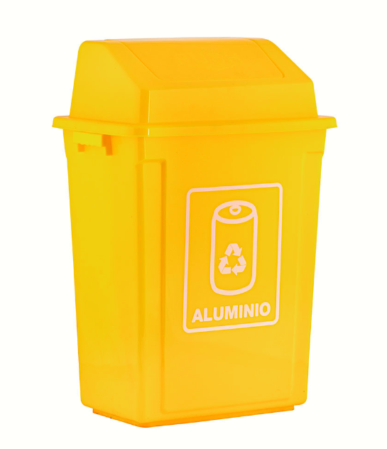 Basurero reciclaje aluminio 40lt Amarillo