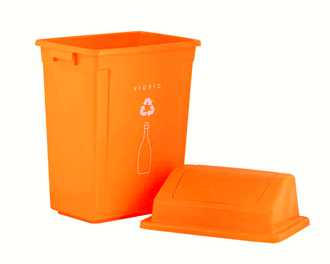 Basurero reciclaje vidrio 40lt Naranja