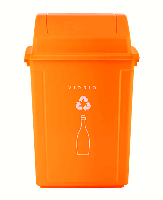 Basurero reciclaje vidrio 40lt Naranja