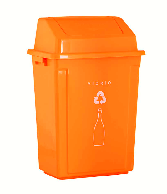 Basurero reciclaje vidrio 40lt Naranja