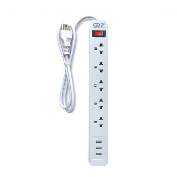CDP regleta supresor de picos 5 entradas con 3 puertos usb RU-SS5