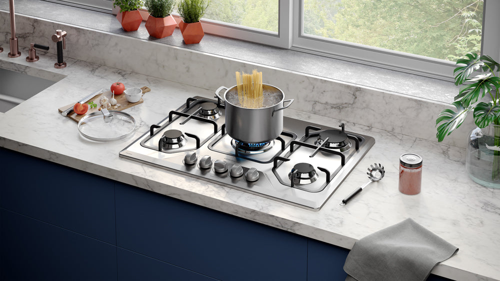 Frigidaire plantilla de gas 30" con 5 quemadores, acero inoxidable