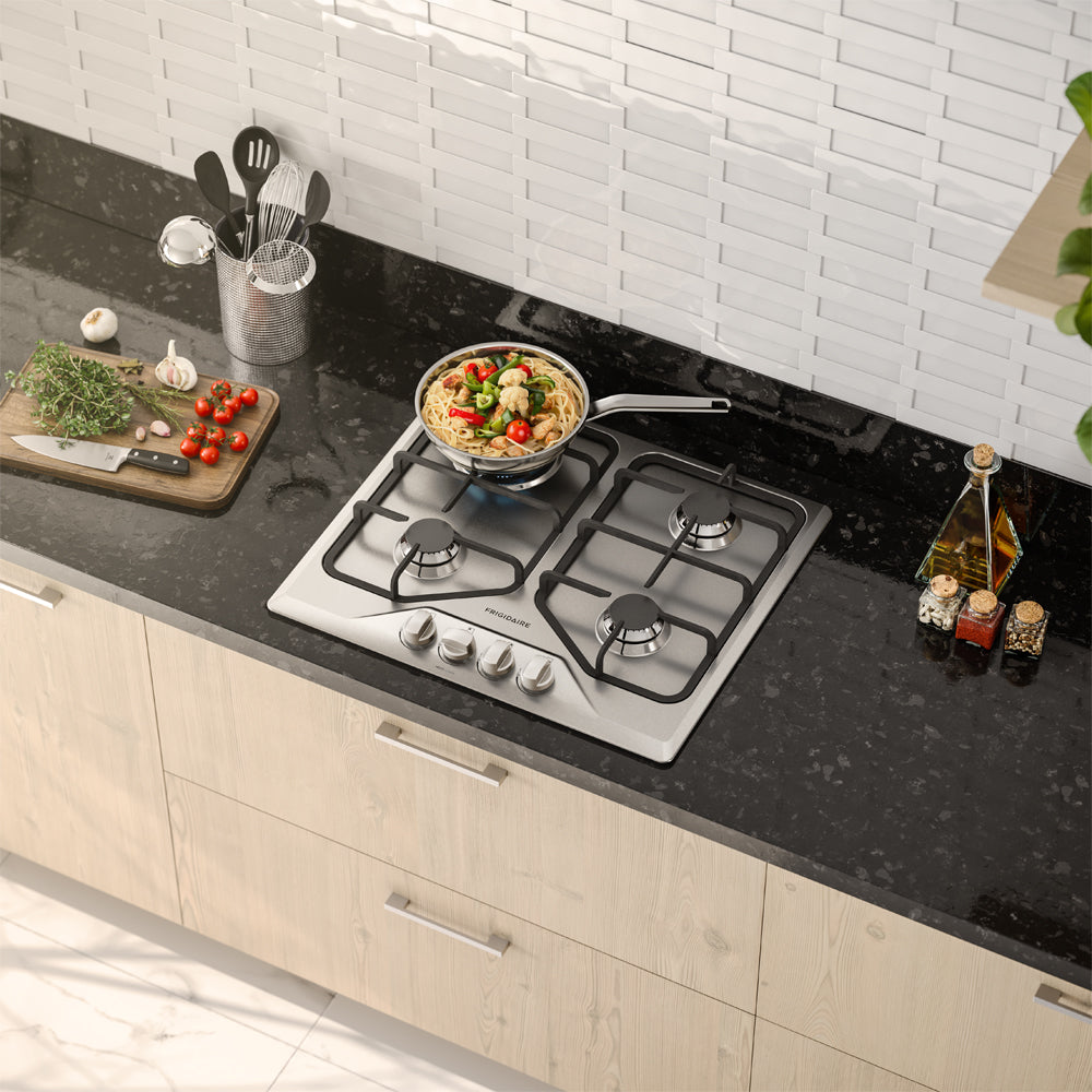 Frigidaire plantilla de Gas de 24" con 4 quemadores, Acero Inoxidable