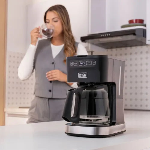 Black + Decker cafetera 12 tazas programable color gris plata - CM0322-0SDLA
