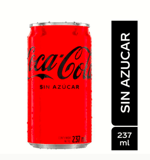 Gaseosa Coca Cola sin azúcar lata - 237 ml