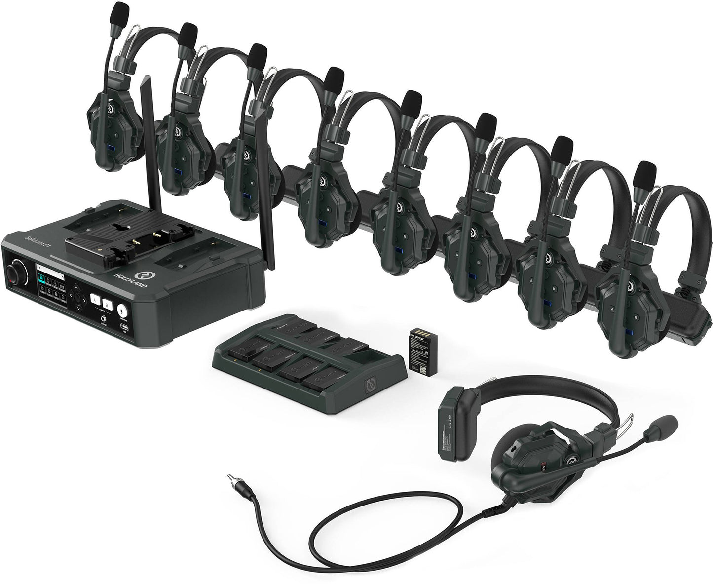 Hollyland Intercom inalambricos HL-SOLIDCOM-C1-8S Full Duplex kit de 8 headsets