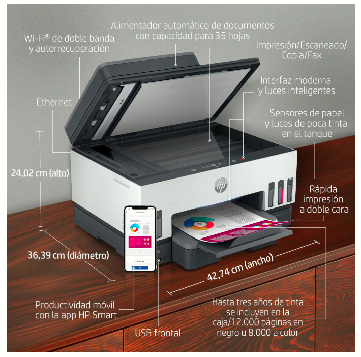 HP impresora smart tank 750 duplex color MFP 6UU47A#AKY