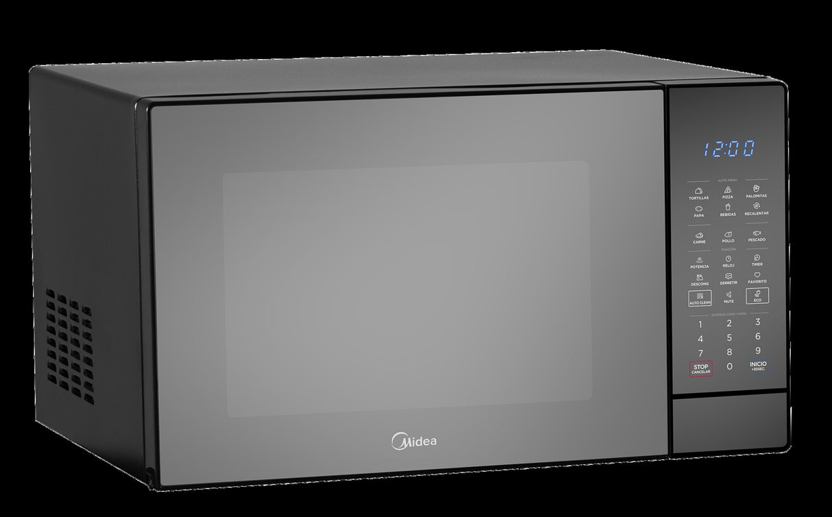 Midea microondas 1.4 pc puerta espejo gabinete negro MMDK14S2MB