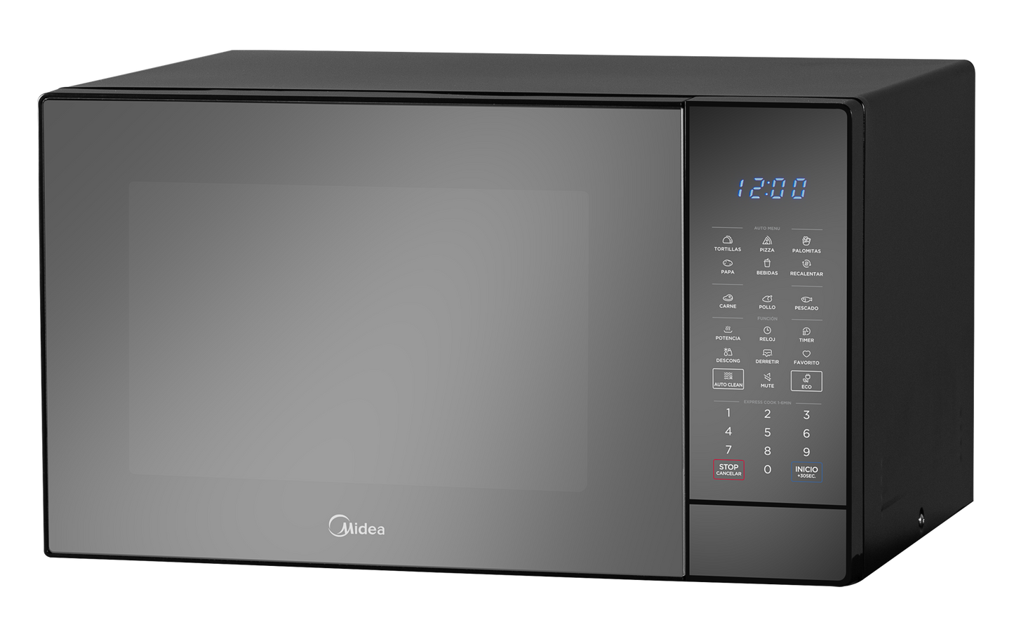 Midea microondas 1,4 pc puerta espejo gabinete negro MMDK14S2MB