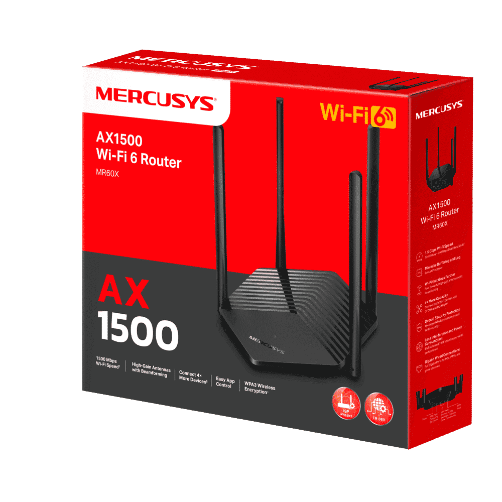 TP-link router mercusys sistema Wifi 6 doble AX1500 - MR60X