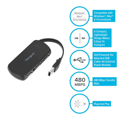 Targus hub 4 puertos USB ACH114US