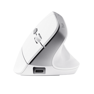 Trust mouse vertical ergonomico inalambrico Bayo color blanco recargable - 25398