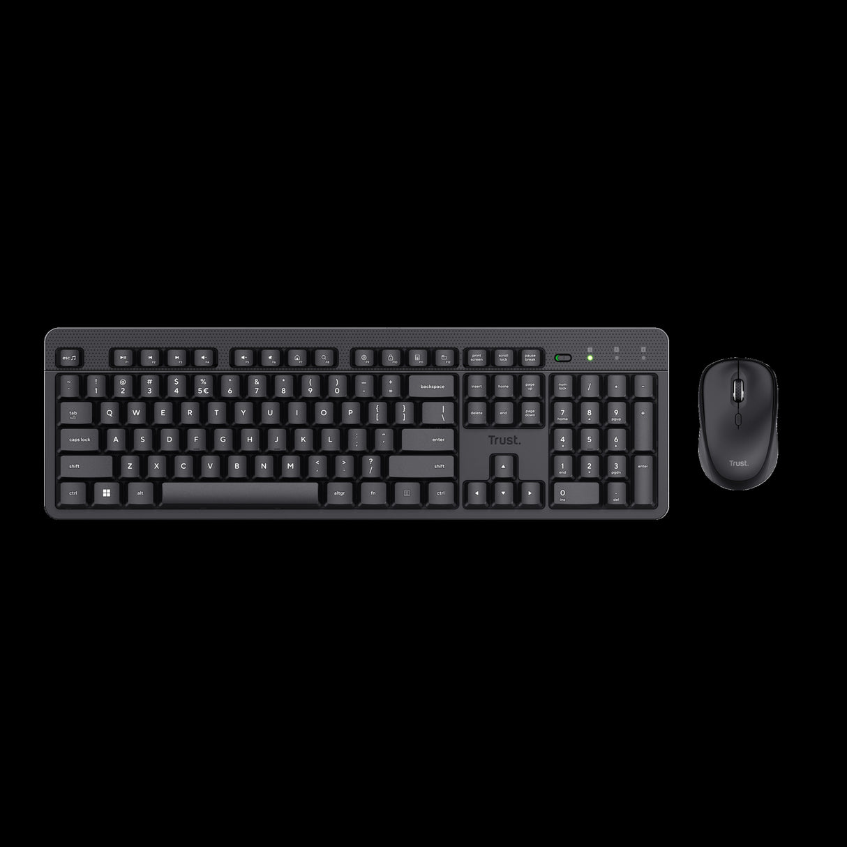 Trust combo teclado y mouse inalambrico silencioso Ody II en ingles - 25018
