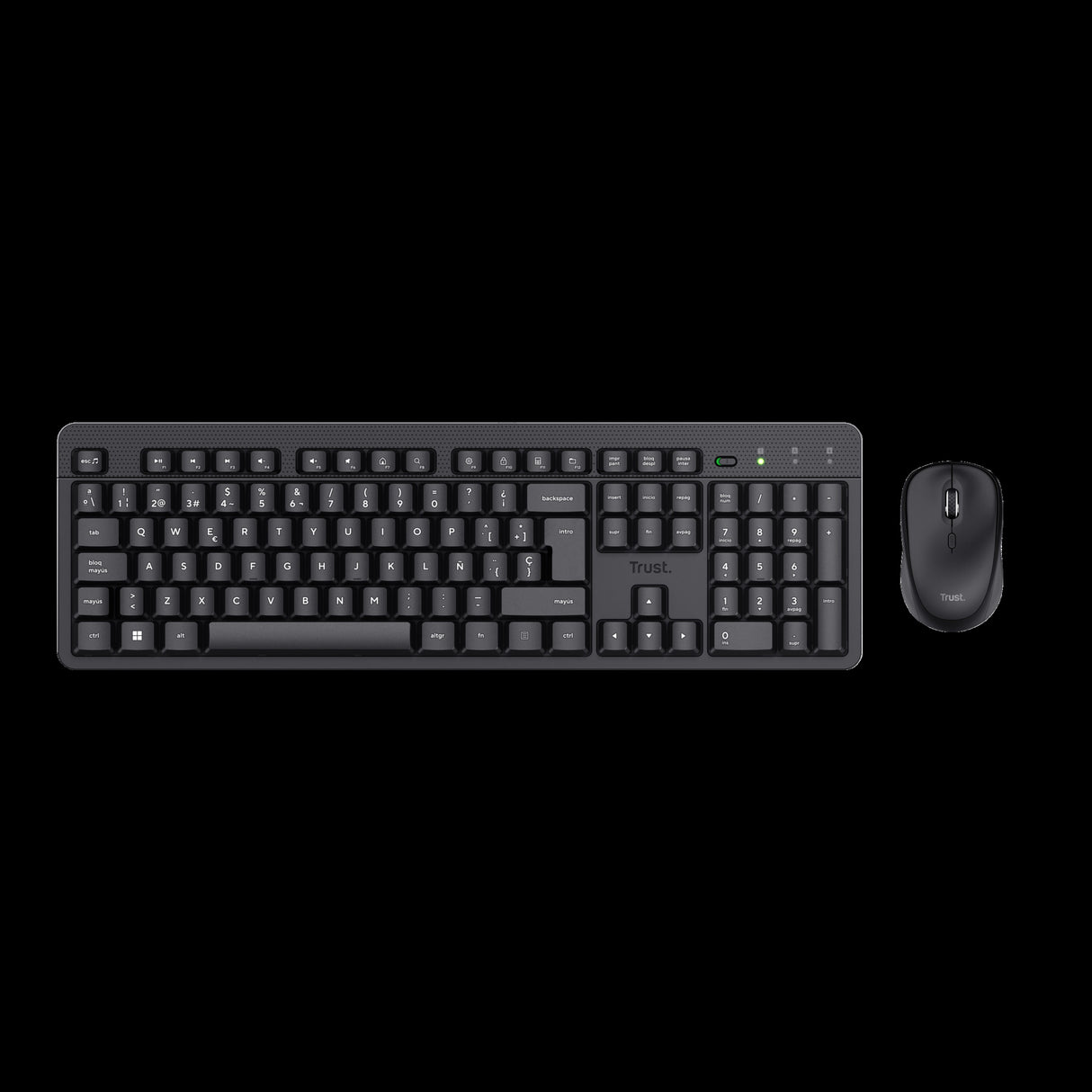 Trust combo de teclado y mouse inalámbricos y silenciosos ES ODY II - 25020