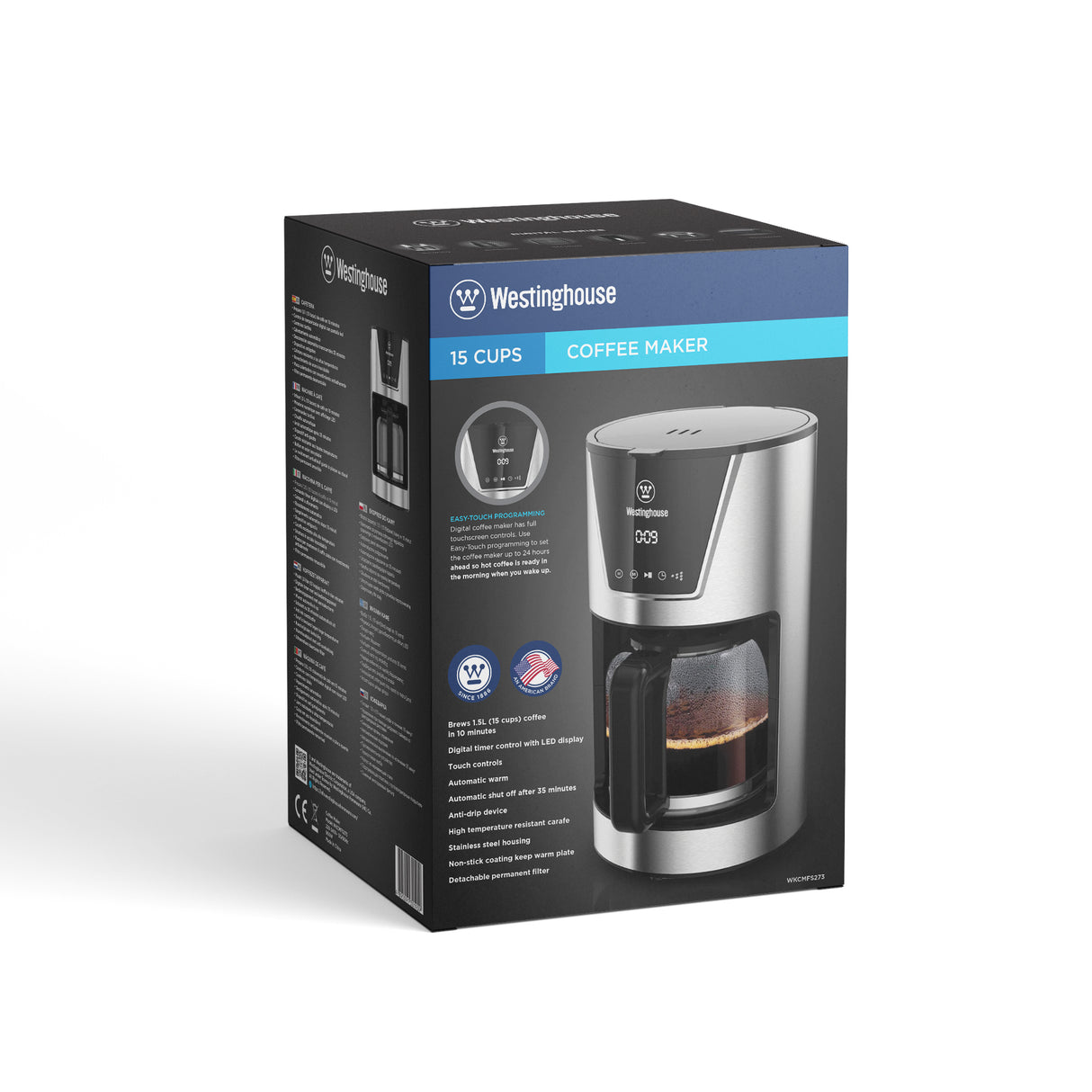 Westinghouse cafereta programable Digital Touch inox - WKCMFS273