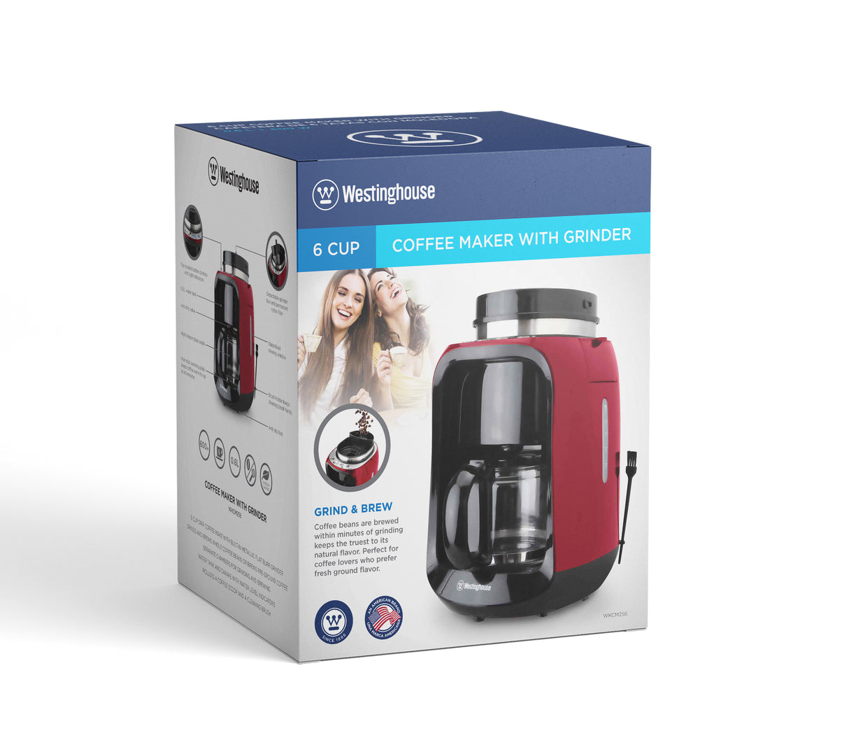 Westinghouse cafetera con moledor café 2 en 1 roja - WKCM256