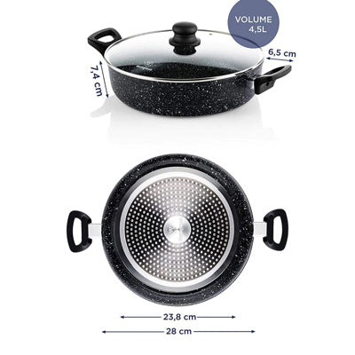 Westinghouse cacerola baja con tapa marmol negro 28 cm WCCC0009L28MBB