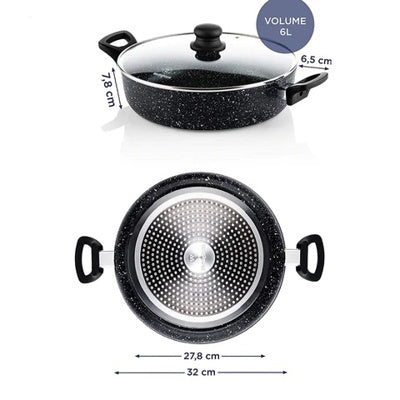 Westinghouse cacerola baja con tapa marmol negro 32 cm WCCC0009L32MBB