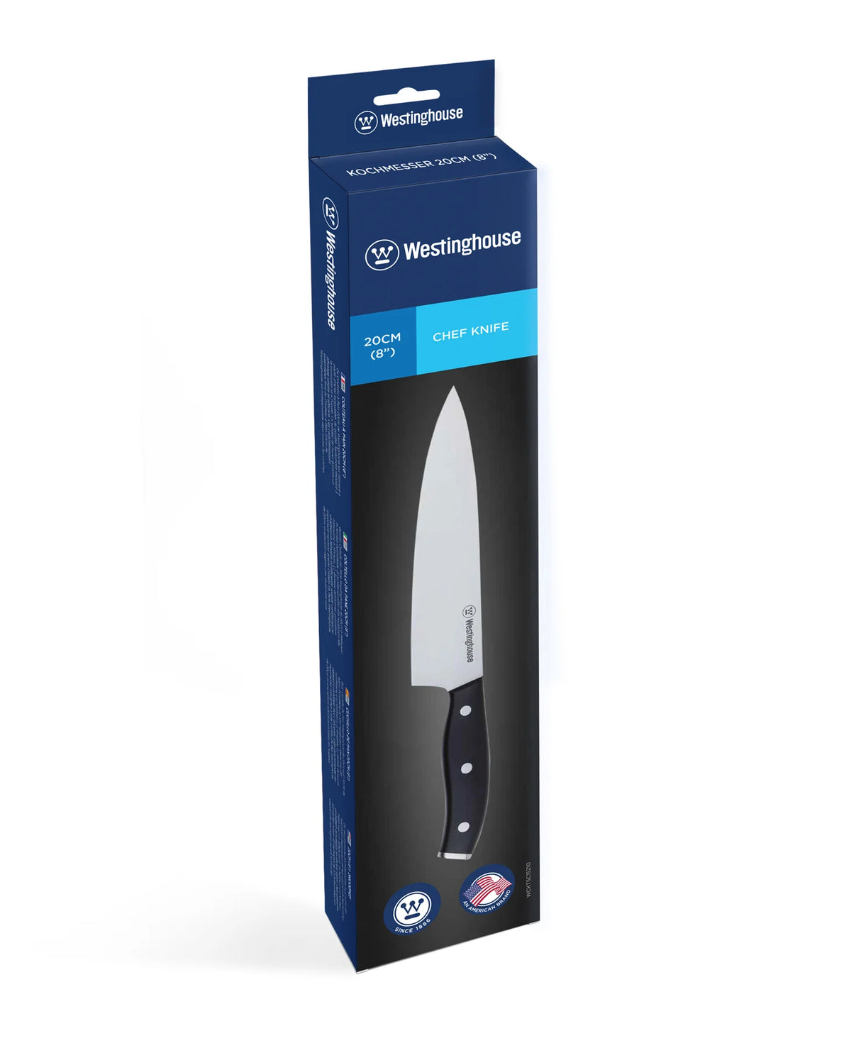 Westinghouse cuchillo de chef 8""/20cm espiga completa mango suave con remaches triples - WCKTSC15210"
