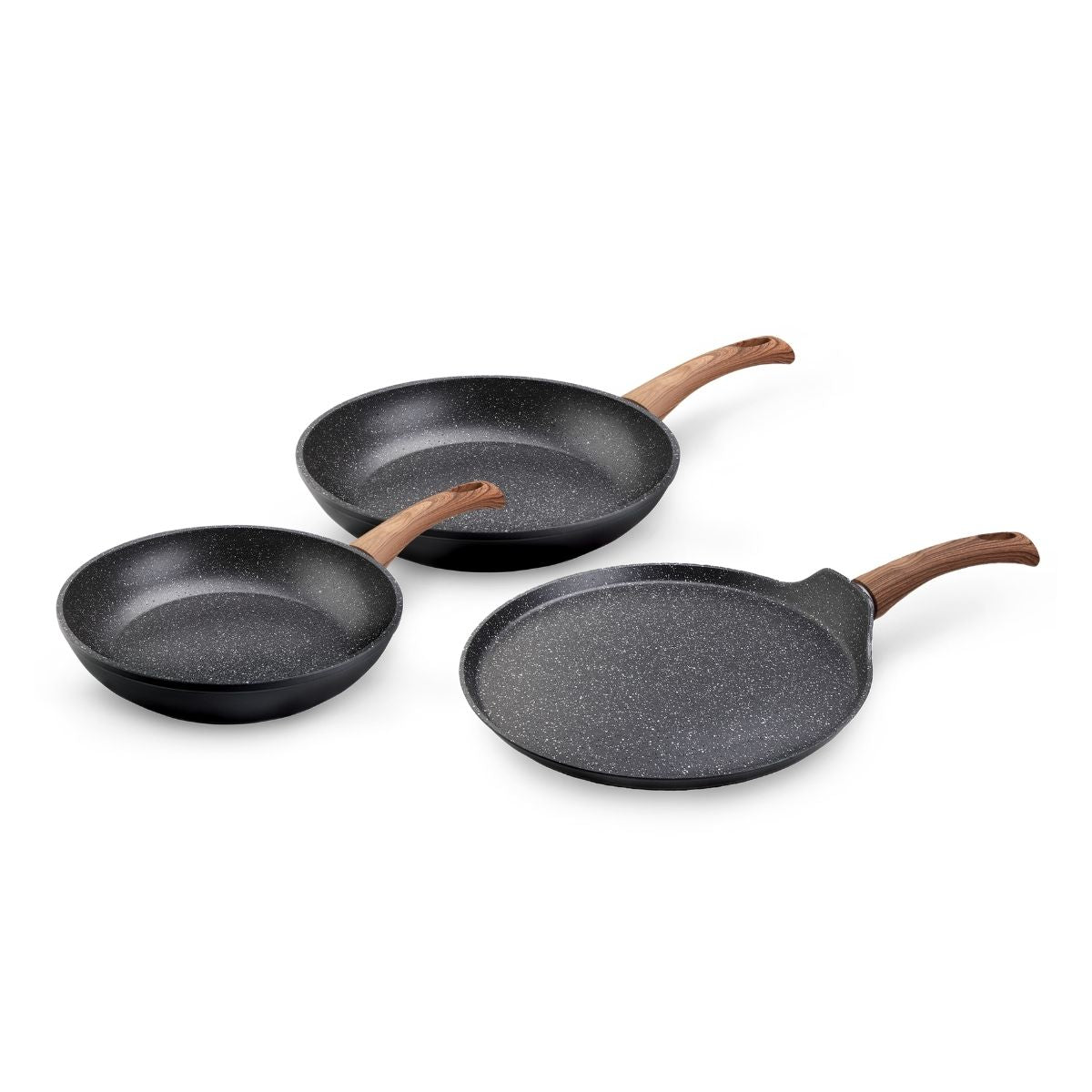 Westinghouse juego sartenes 3 piezas 20 cm- 26 cm y 28 cm de aluminio forjado antiaherentes acabado en mármol - WCCS003203AMBB