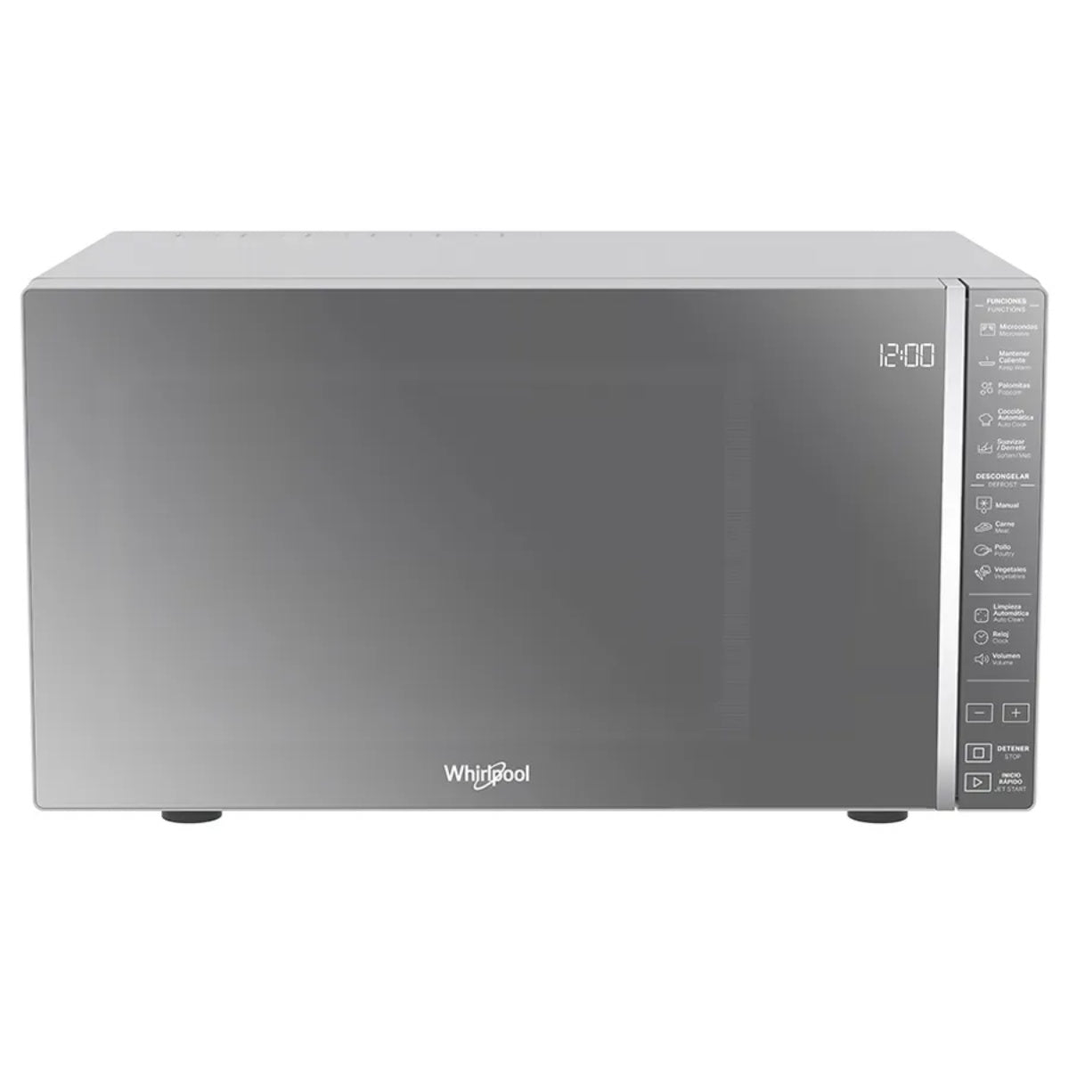 Whirlpool microondas 0.7 pies plateado acabado espejo WM1807D