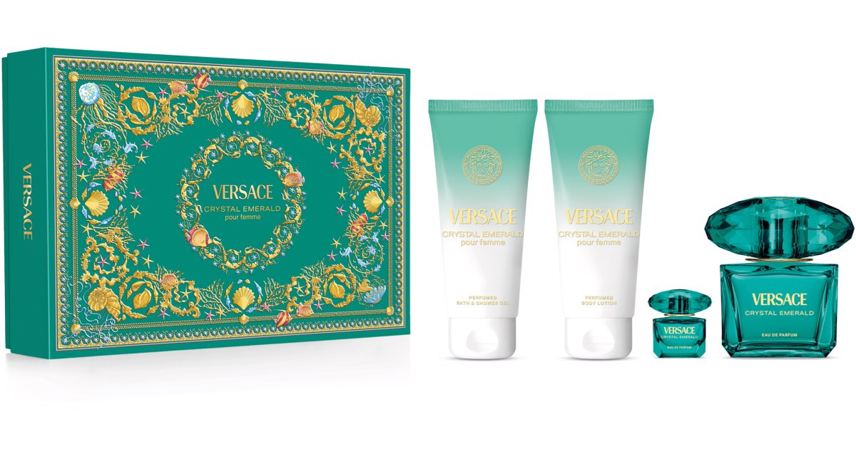 SET VERSACE BRIGHT CRISTAL EMERALD 4 PIE