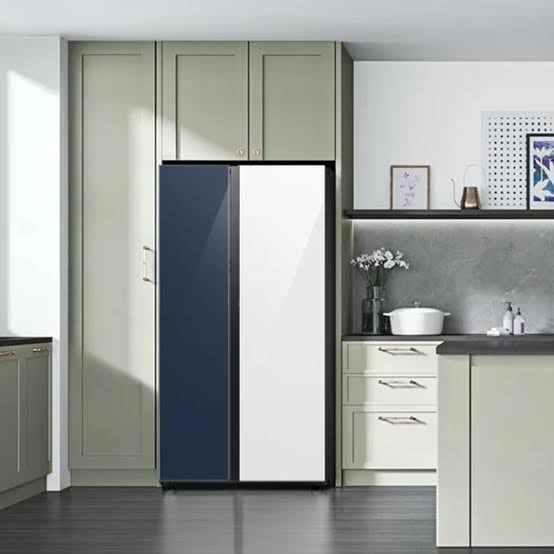 Refrigeradora SXS 28" bespoke. Azul y Blanco WIFI