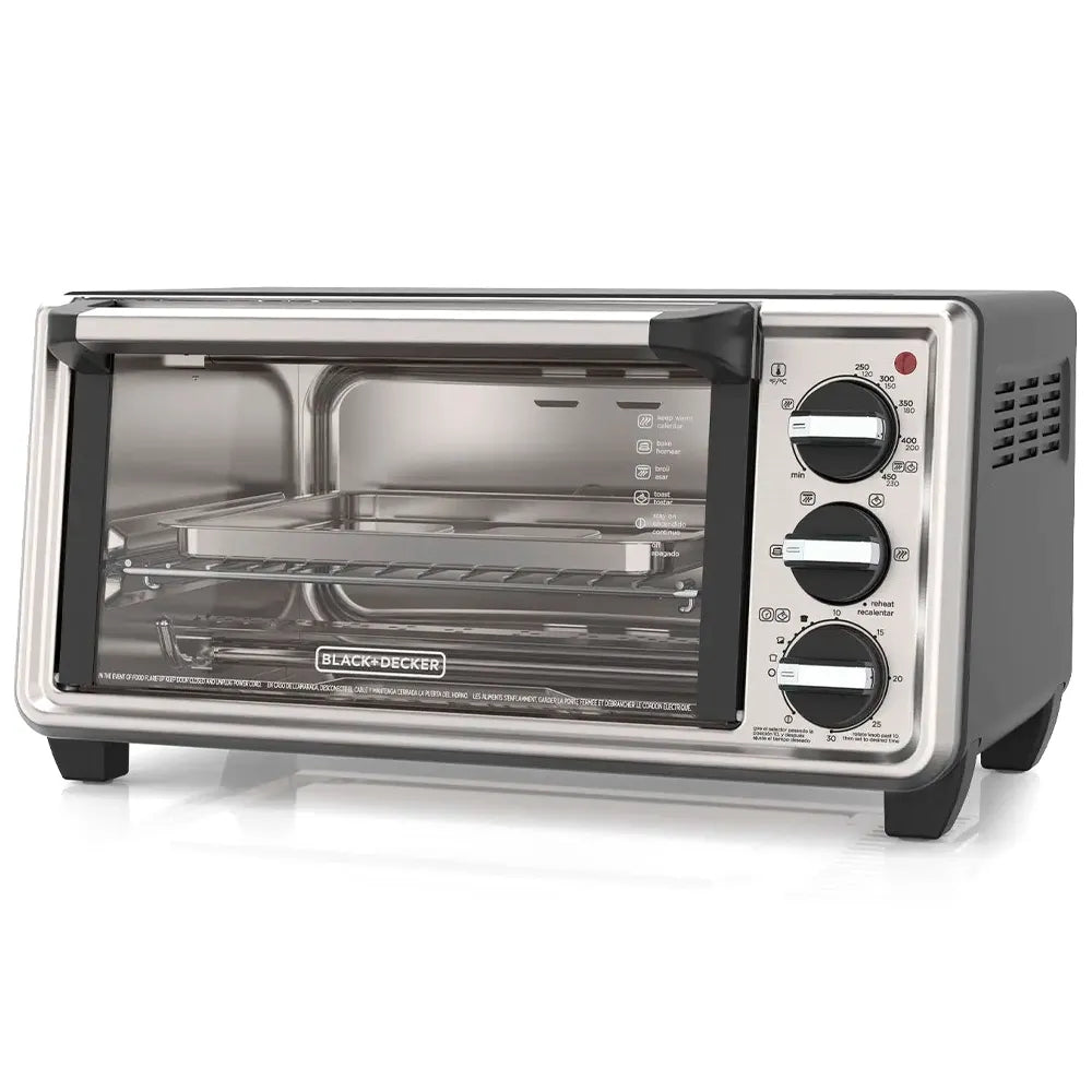 Black+Decker Horno tostador de 4 rebanadas convección natural, TO4130-0SDLA