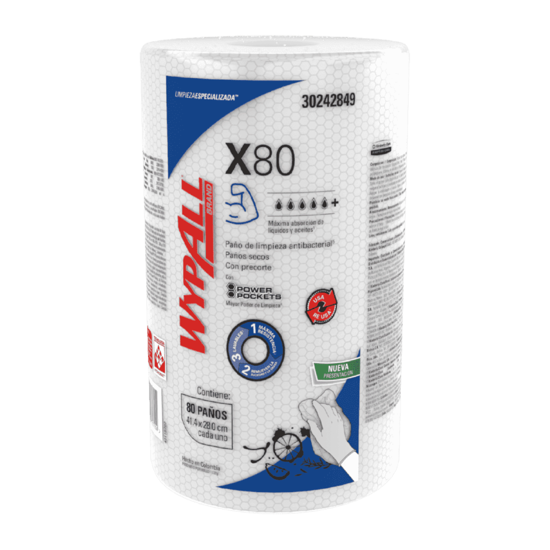 KCP TOALLA WYPAL X80 1X80 ANTIBACTERIAL 30242849