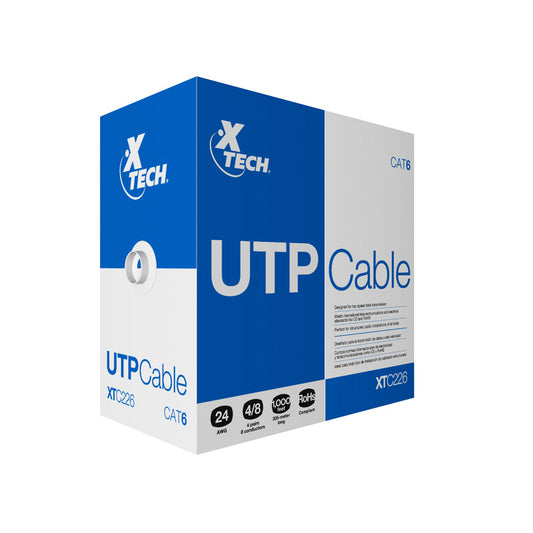 Xtech cable por metro UTP Cbl CAT6 Gris 24 AWG XTC-226