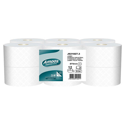 Amoos papel higienico jumbo doble hoja 360m pack 12 rollos J621827,3