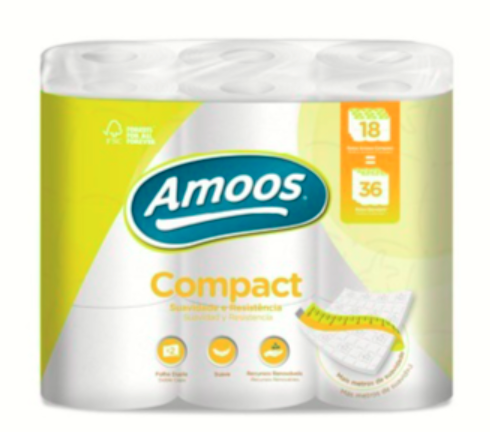 Amoos papel higienico compac doble hoja 250 H 18 rollos paq x 1 - H603010