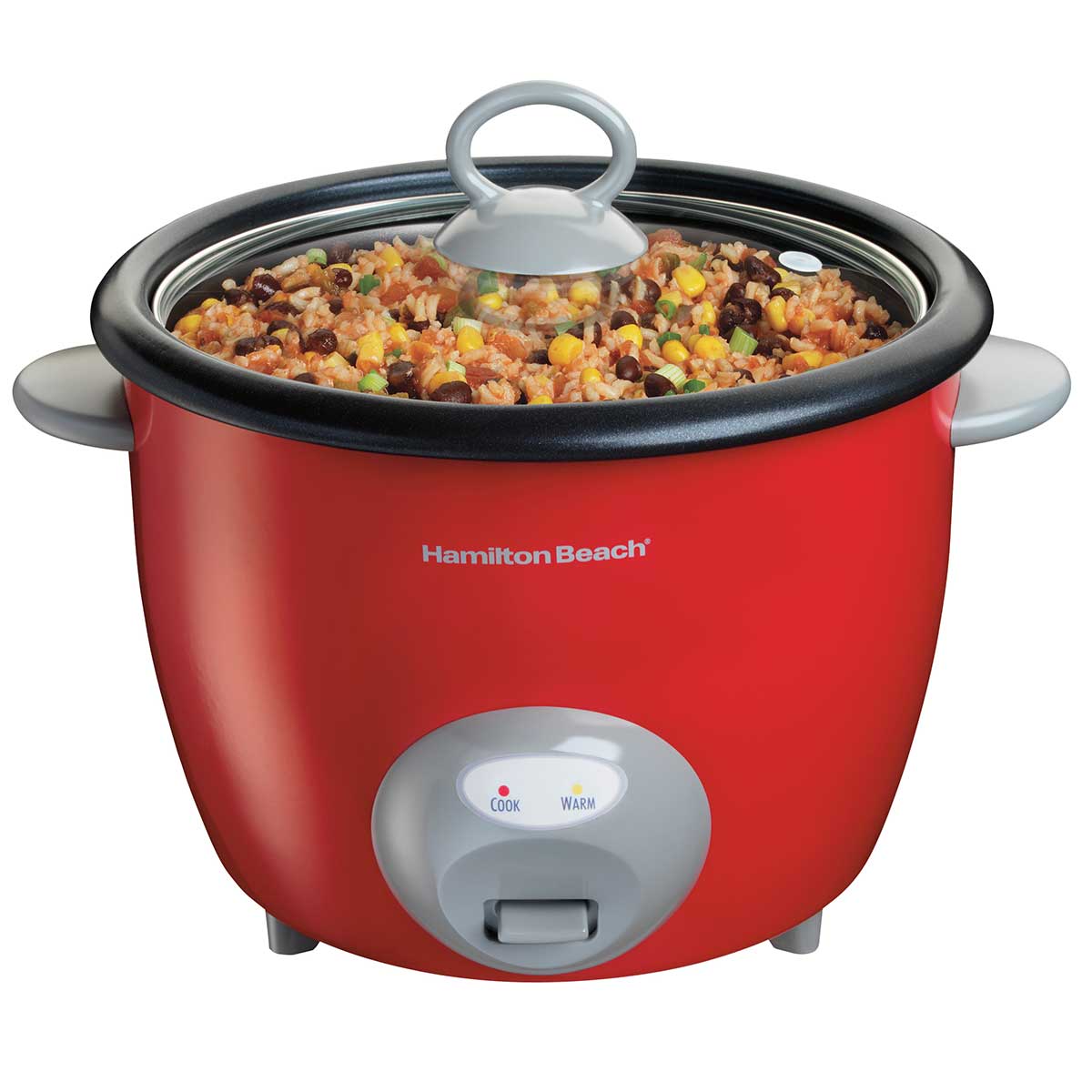 HB  20 Cup Red Glass Lid Rice Ckr 37538N