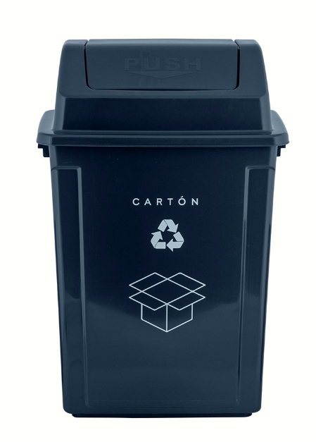 Basurero reciclaje cartón 40lt Negro