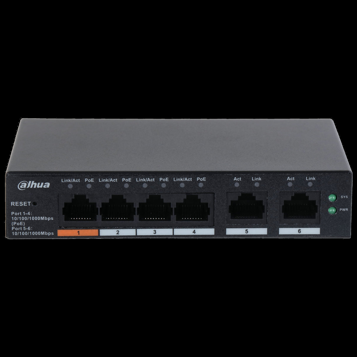 Dahua conmutador gigabit 6 puertos con 4 Puertos PoE -DH-CS4006-4GT-60-  1.0.01.20.11243-9002