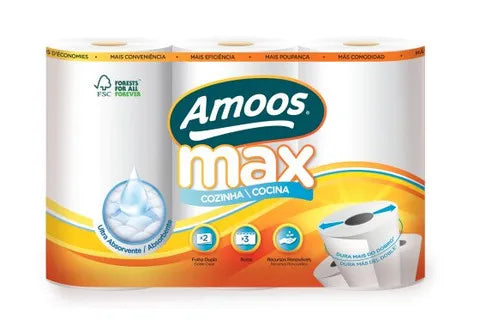 Amoos toalla de cocina MAX 3 pack 90 hjs dobles ( 22 mtrs) paq x 7 - C622202