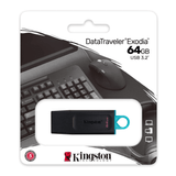 Kingston USB Memoria USB 3,2 Negra con turquesa DTX/64GB