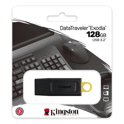 Kingston usb memoria  exodia Negra con amarillo USB 3,2 DTX/128GB