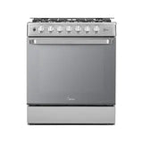 Midea Cocina a gas 30 pulgadas negra 6 quemadores capelo air fryer parrillas de hierro fundido MGS30FS1LEAMSS