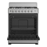 Midea Cocina a gas 30 pulgadas silver 6 quemadores capelo hierro fundido MGS30FS1BEABG