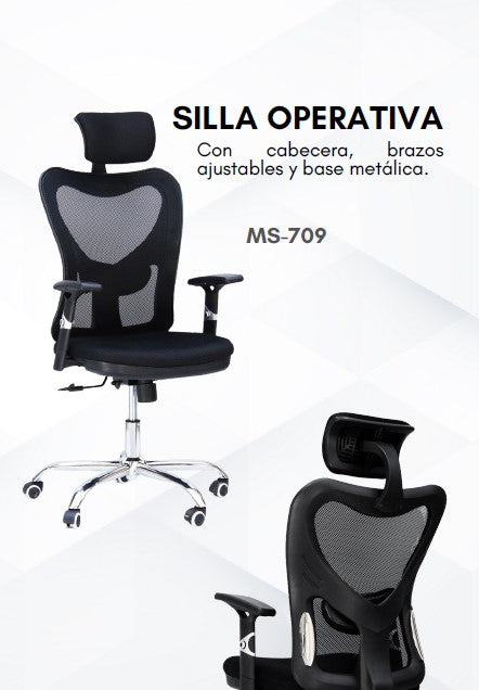 Silla Operativa Negra MS-709